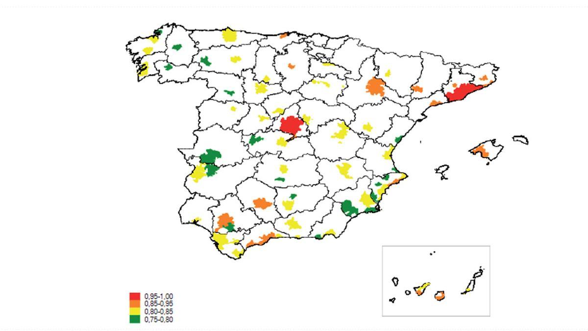 Mapa de calor del índice de precios locales para 2020