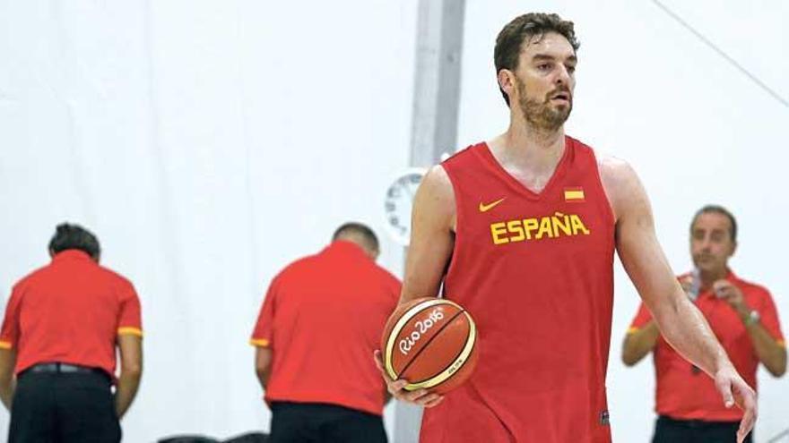 Pau Gasol, ayer en el entrenamiento de la selección española.