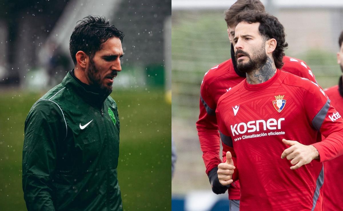 A la izquierda, el capitán del Elche Pedro Bigas y, a la derecha, Rubén García, extremo de Osasuna.