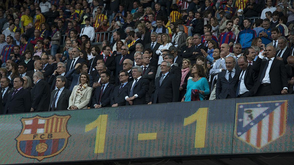 El palco del Camp Nou, minutos antes de concluir el partido entre el Barça y el Atlético