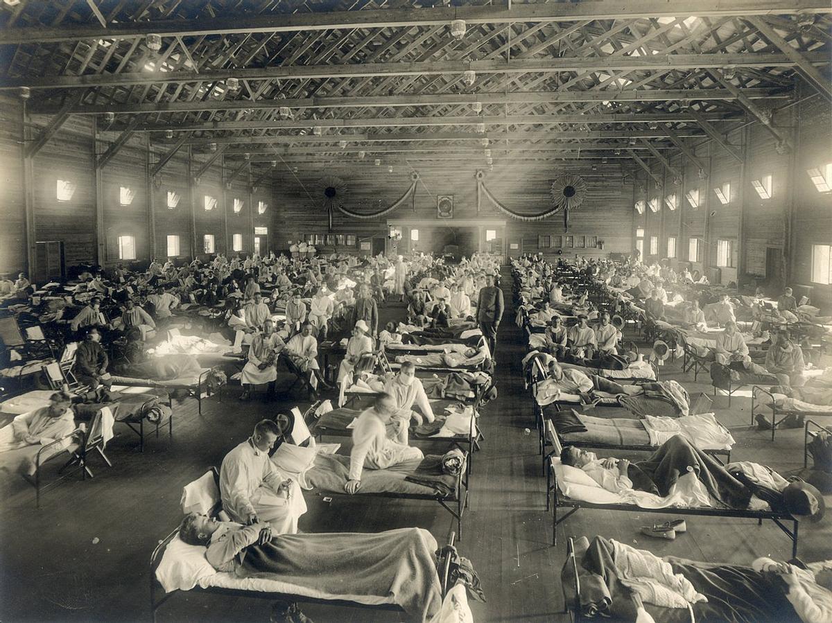 Camp Funston, en Fort Riley, Kansas, durante la pandemia de gripe española de 1918