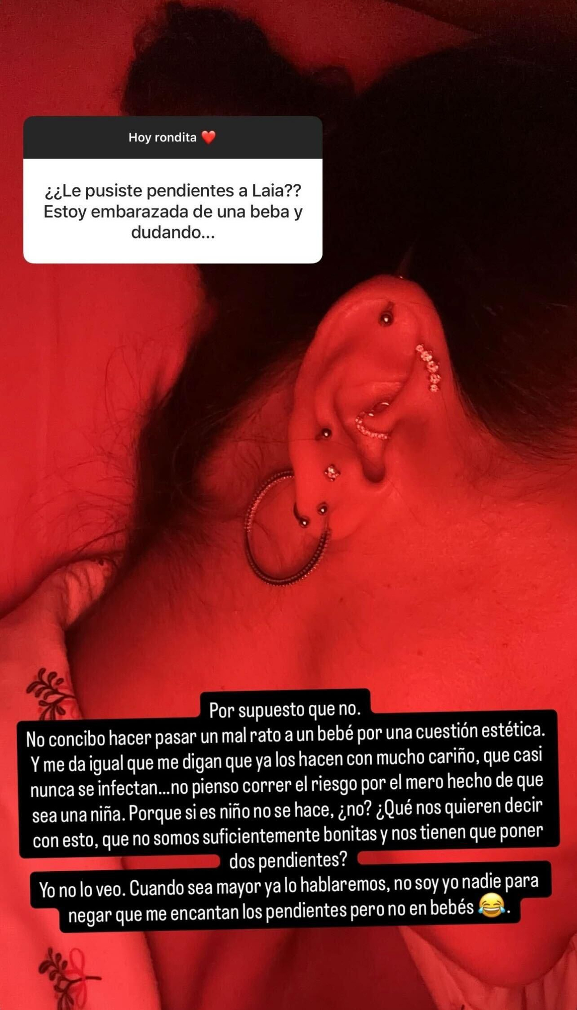La respuesta de Cristina Pedroche al tema de los pendientes en bebés