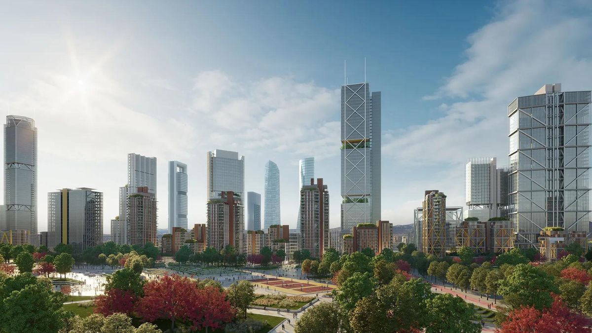 Recreación del futuro desarrollo urbanístico de Madrid Nuevo Norte
