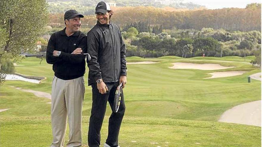 Nadal y Olazábal durante la jornada de práctica en el Pula-Golf.