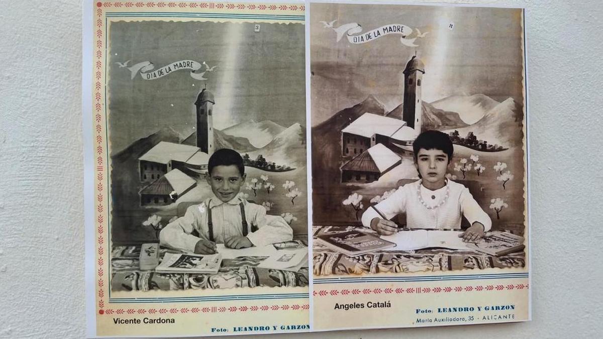 Dos de las fotos escolares expuestas por la "penya" l'Escaldà