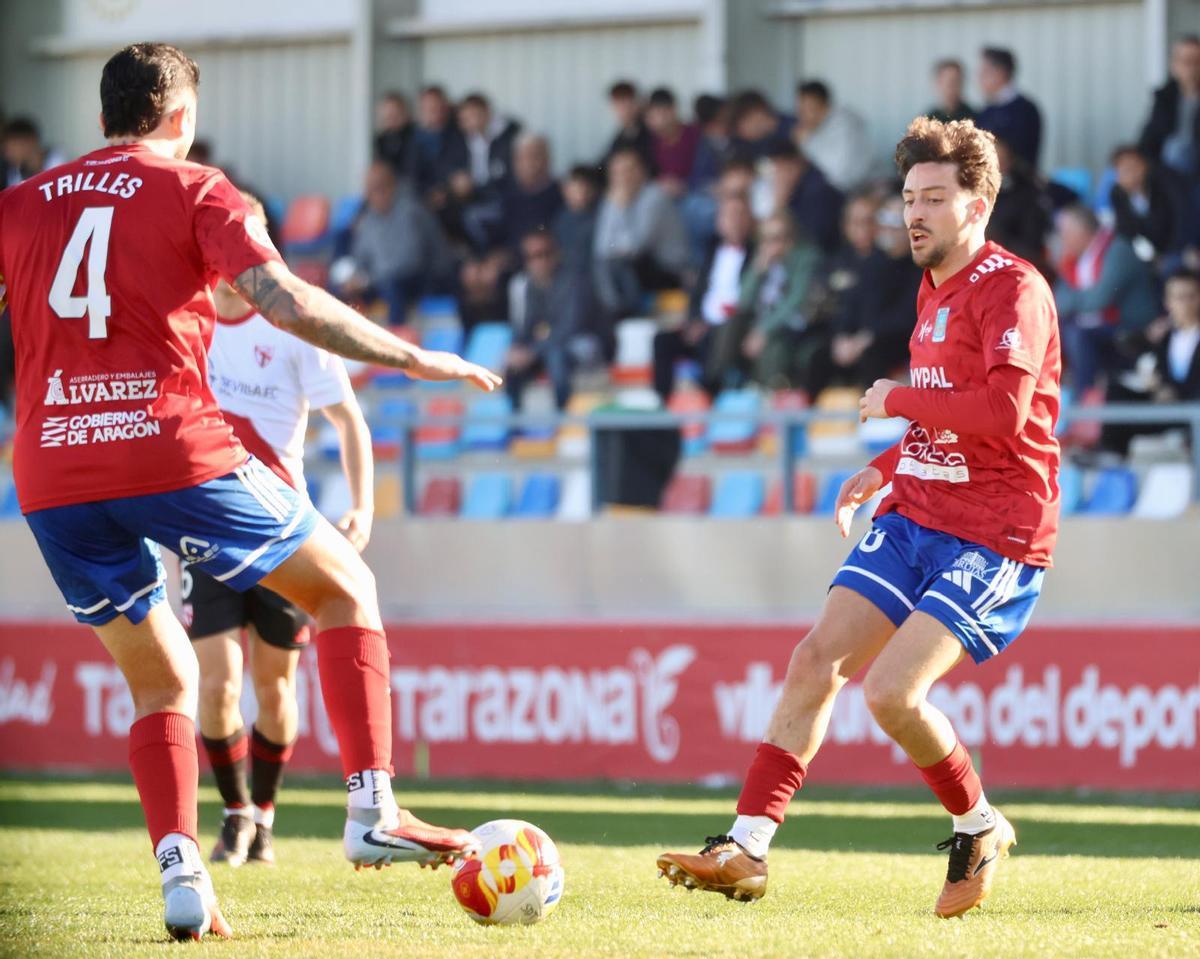 Trilles y Delmás, los dos goleadores del Tarazona este sábado.