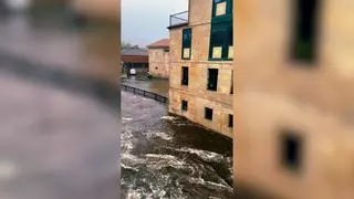 La borrasca Kirk golpea Galicia: el río Verdugo inunda Ponte Candelas