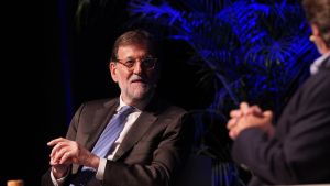 El expresidente del Gobierno Mariano Rajoy  durante un encuentro dentro del ciclo de conferencias Diálogos de la España constitucional, en el Centro Cultural La Malagueta de la Diputación de Málaga.
