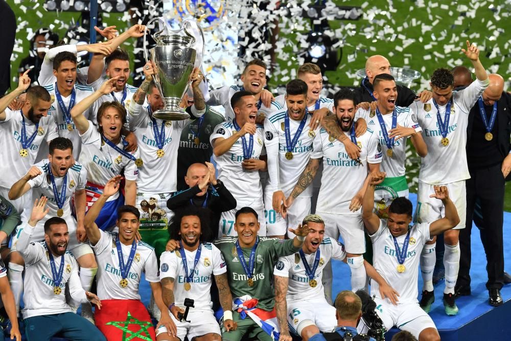 La celebración del Real Madrid tras ganar su decimotercera Copa de Europa en Kiev