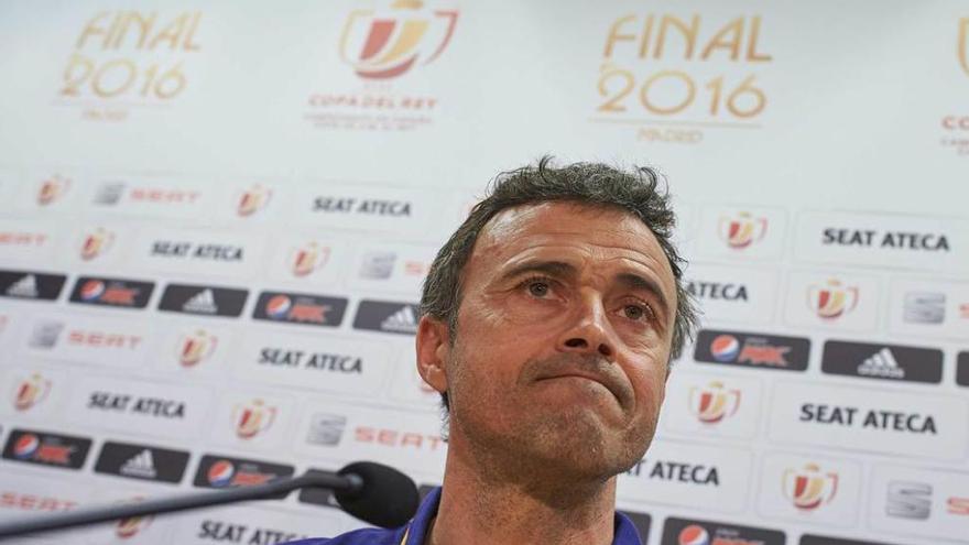 Luis Enrique, ayer en la rueda de prensa previa a la final de Copa.