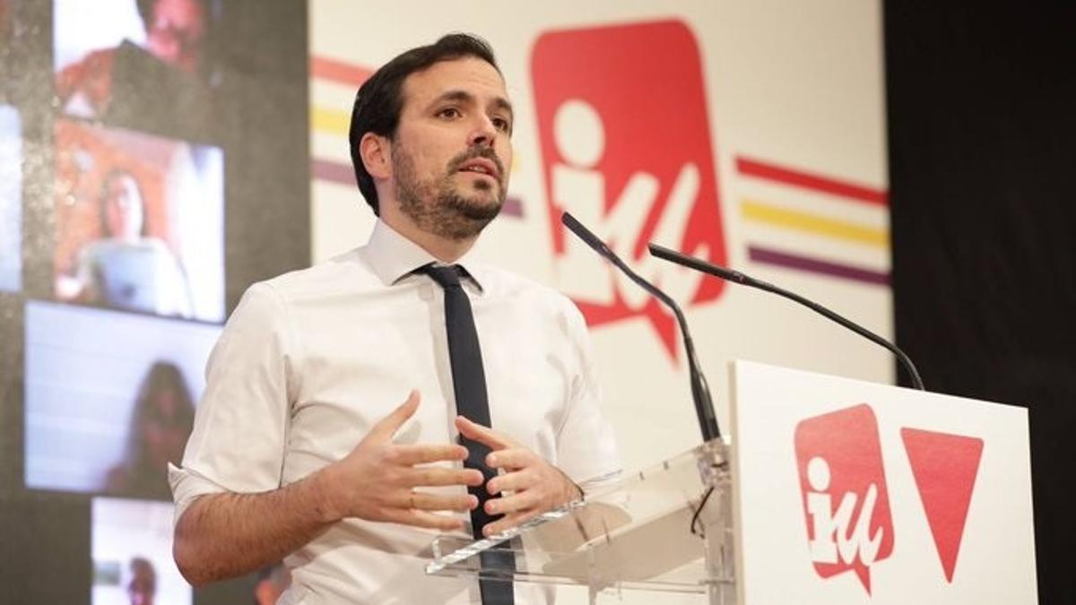 El ministro de Consumo, Alberto Garzón, en un acto de IU.