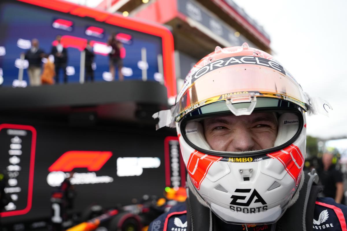 Dutch driver Max Verstappen of Red Bull Racing jubilates after winning the Formula One Spanish Grand Prix at Barcelona-Catalunya circuit in Montmelo, Barcelona, Spain, 04 June 2023.  EFE/ Siu Wu