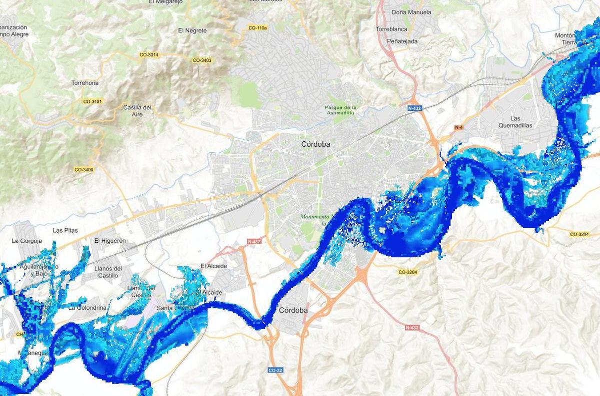 Mapa de zonas inundables del Sistema Nacional de Cartografía.