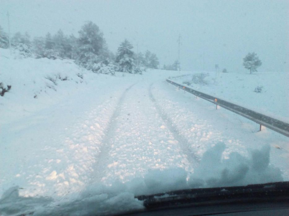 La nevada caída hoy en Portell.