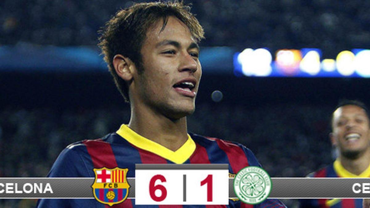 Neymar fue el gran protagonista de un Barça que goleó al Celtic para pasar como primero a los octavos de la Champions