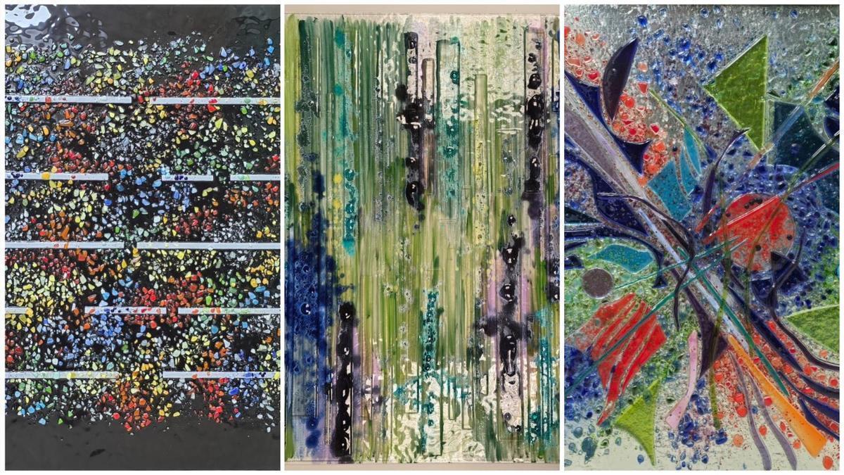 Algunas de las piezas expuestas en Lienzo de la artista valenciana Marina Cabrera.