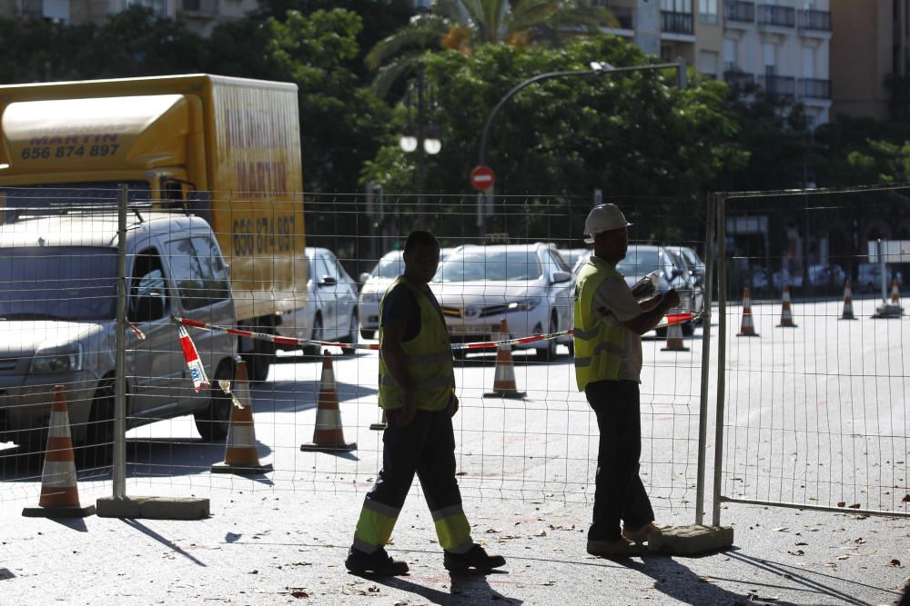 Atasco de tráfico en València por las obras en Blanquerías