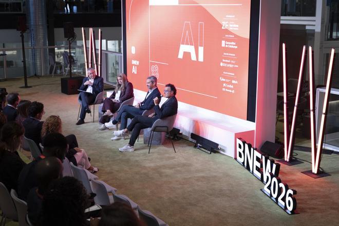 Ponents de la taula rodona organitzada pel BBVA en el marc del saló BNEW.