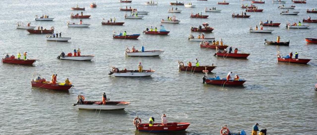 Embarcaciones en O Bohído, uno de los grandes bancos del libre marisqueo en Arousa.   | // IÑAKI ABELLA