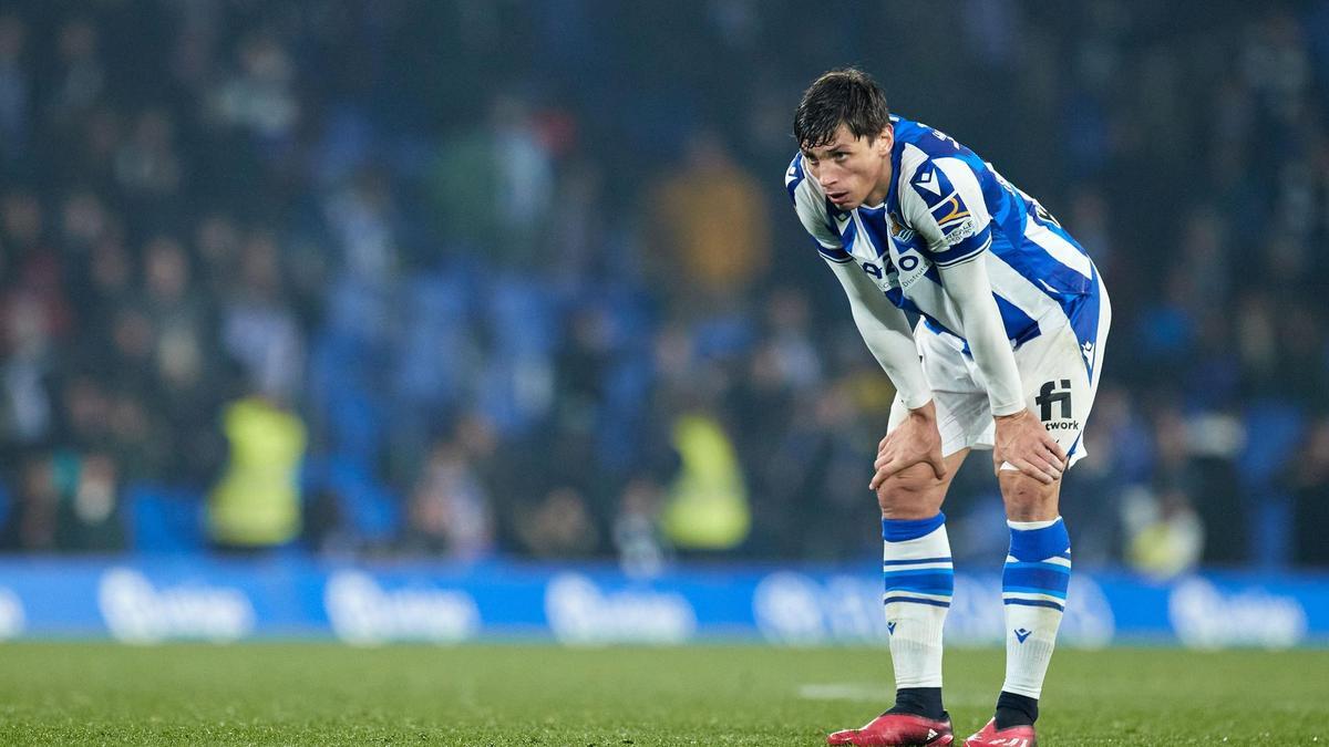 El francés Robin Le Normand, durante un partido de esta temporada con la Real Sociedad.