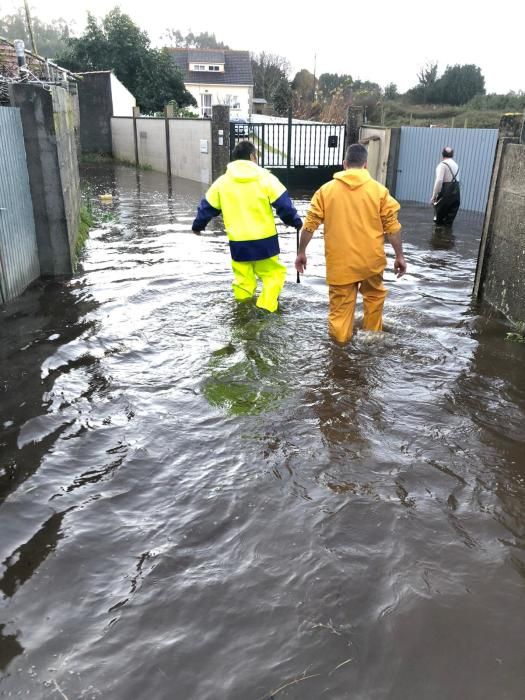 Los efectos de las intensas lluvias en O Grove.