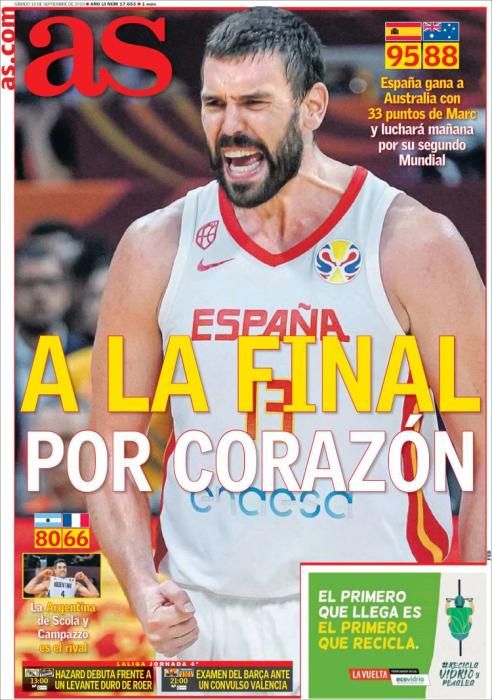 Portada AS sábado 14 septiembre 2019