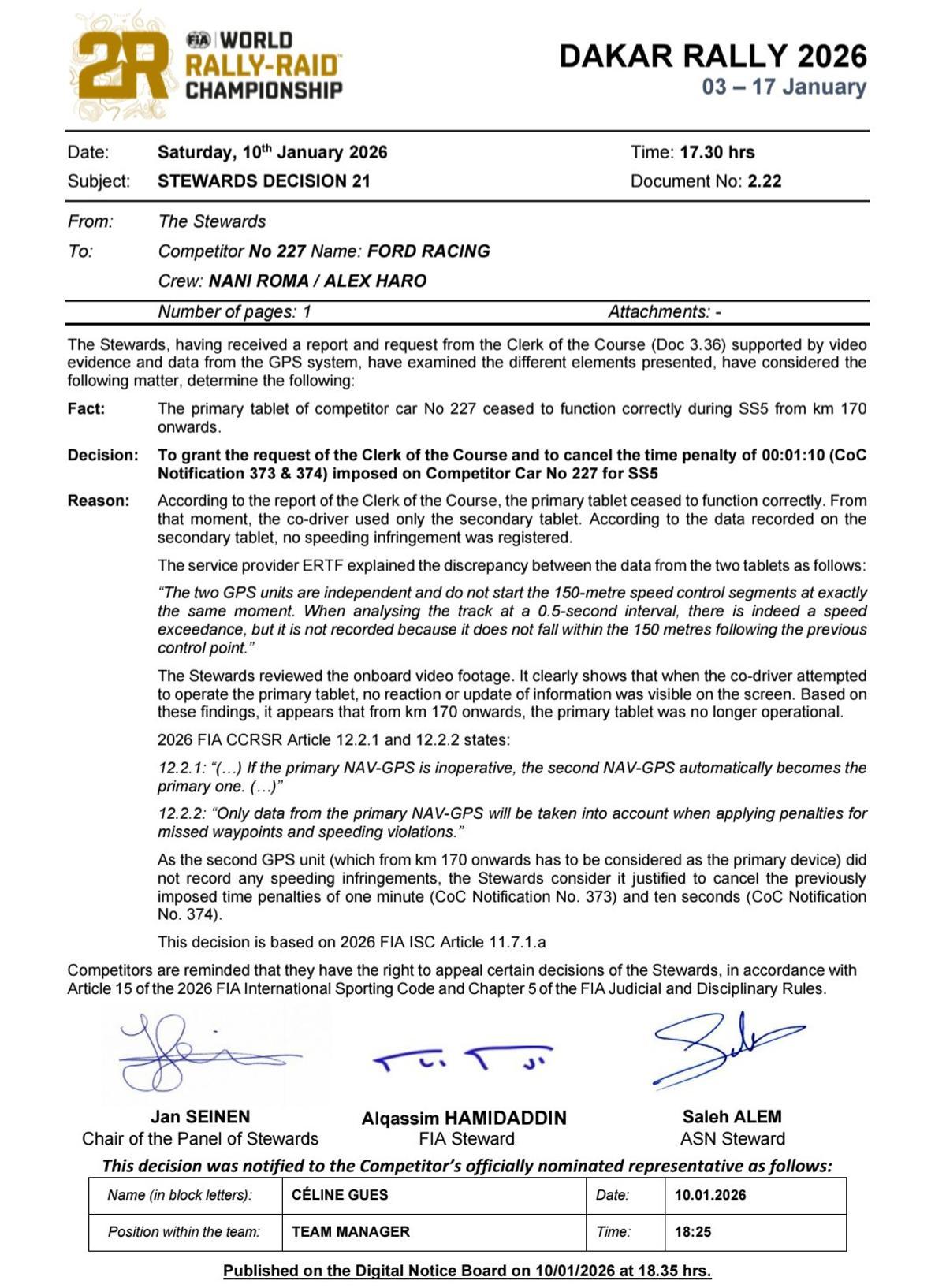 Resolución de la FIA