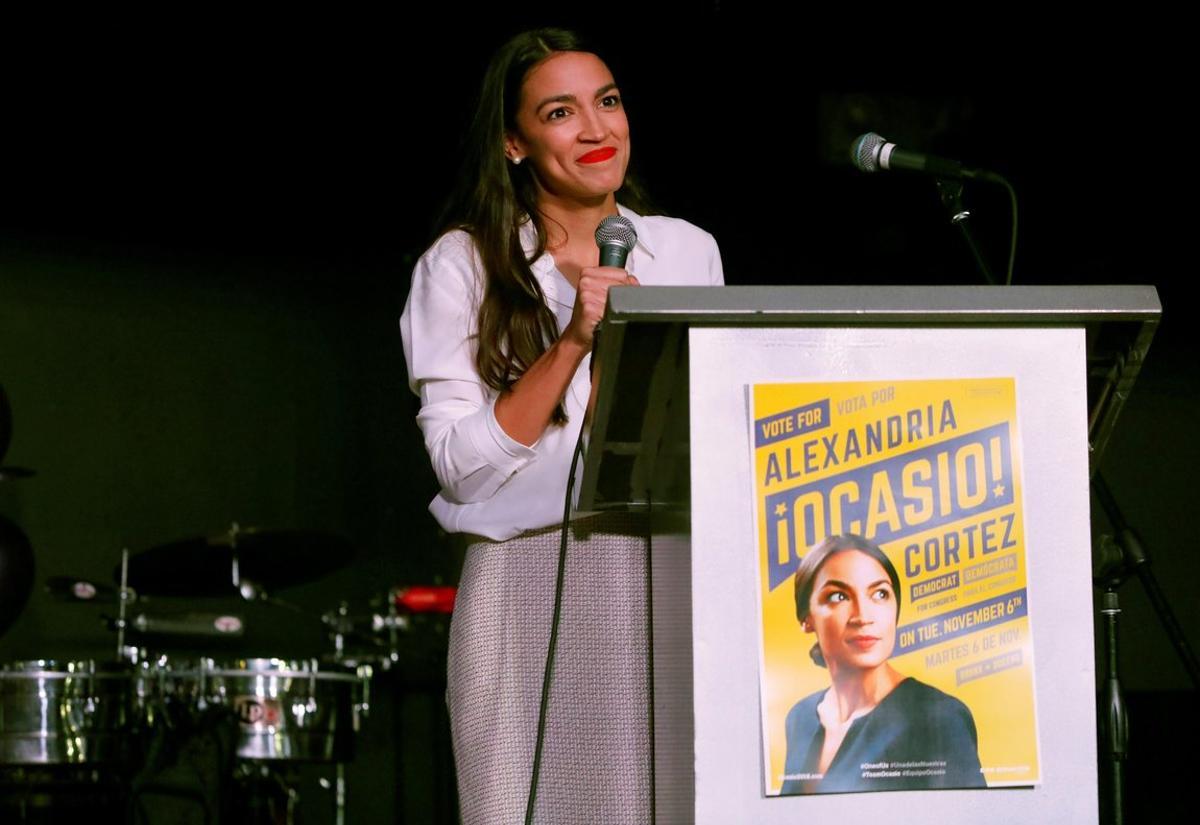 Democratic congressional candidate Alexandria Ocasio-Cortez speaks at her midterm election night party in New York City  U S  November 6  2018  REUTERS Andrew Kelly