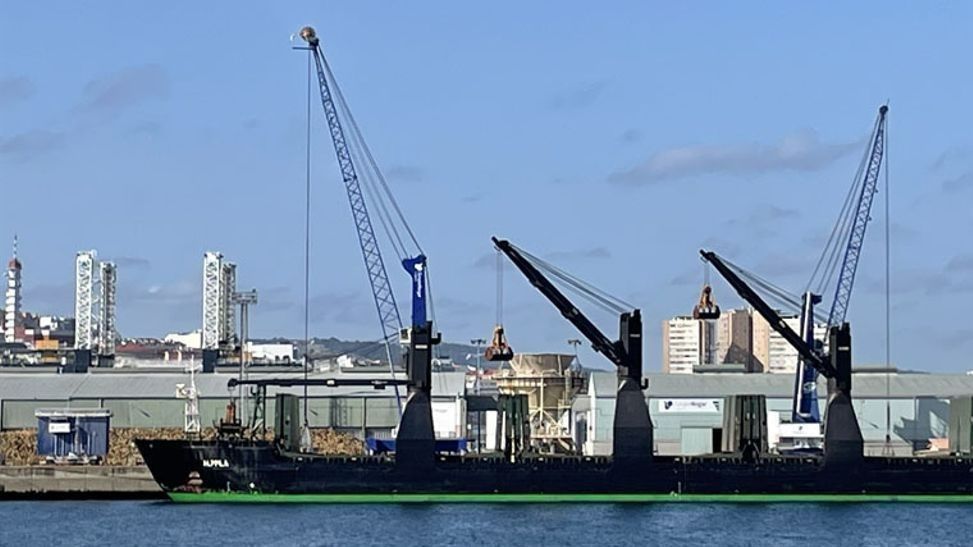El ‘Alppila’ atraca en el puerto de A Coruña cargado con maíz procedente de Ucrania.