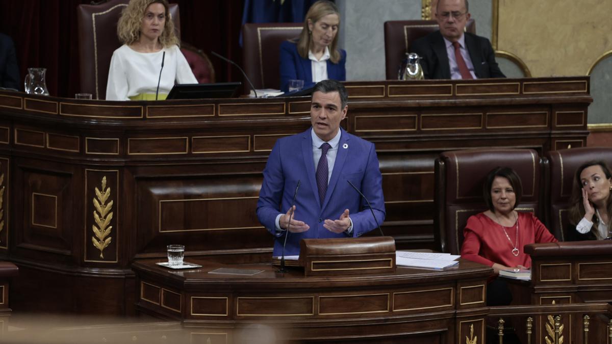 El president espanyol, Pedro Sánchez, durant el debat de la moció de censura