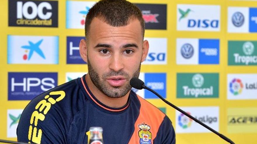 Jesé Rodríguez, en la sala de prensa de El Hornillo.