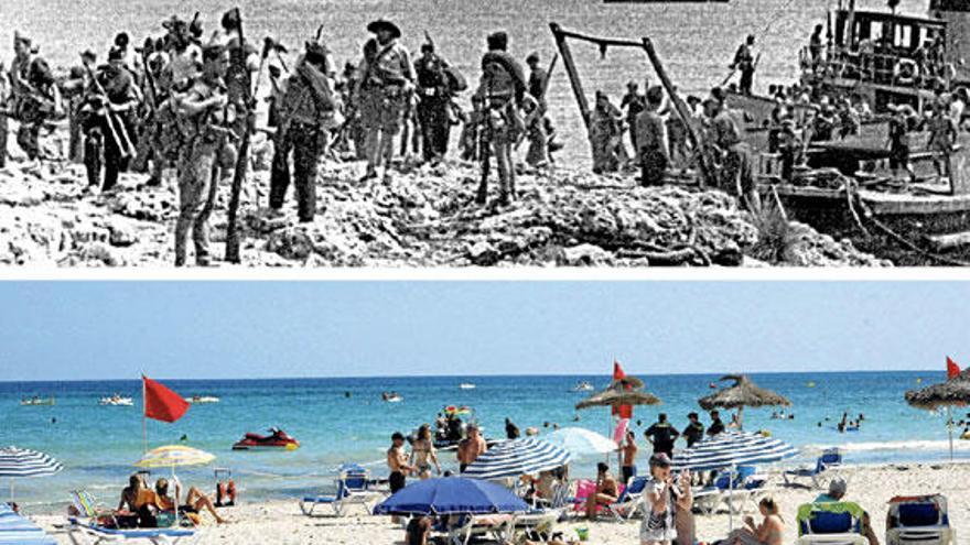 Wo am Strand von Sa Coma am 16. August 1936 die republikanischen Truppen landeten, liegen heute zur Hauptsaison die Urlauber in der Sonne.