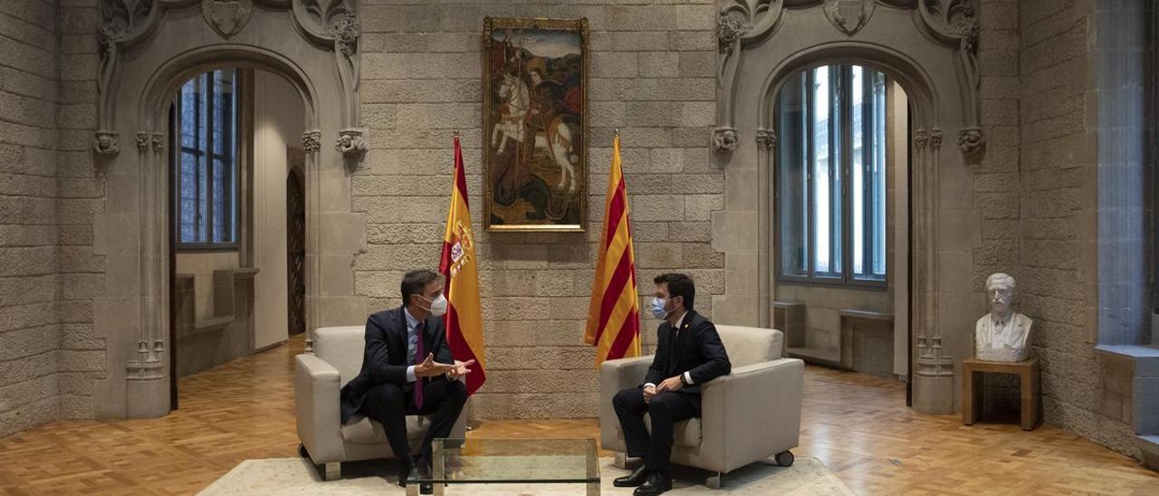 Pedro Sánchez y Pere Aragonès.