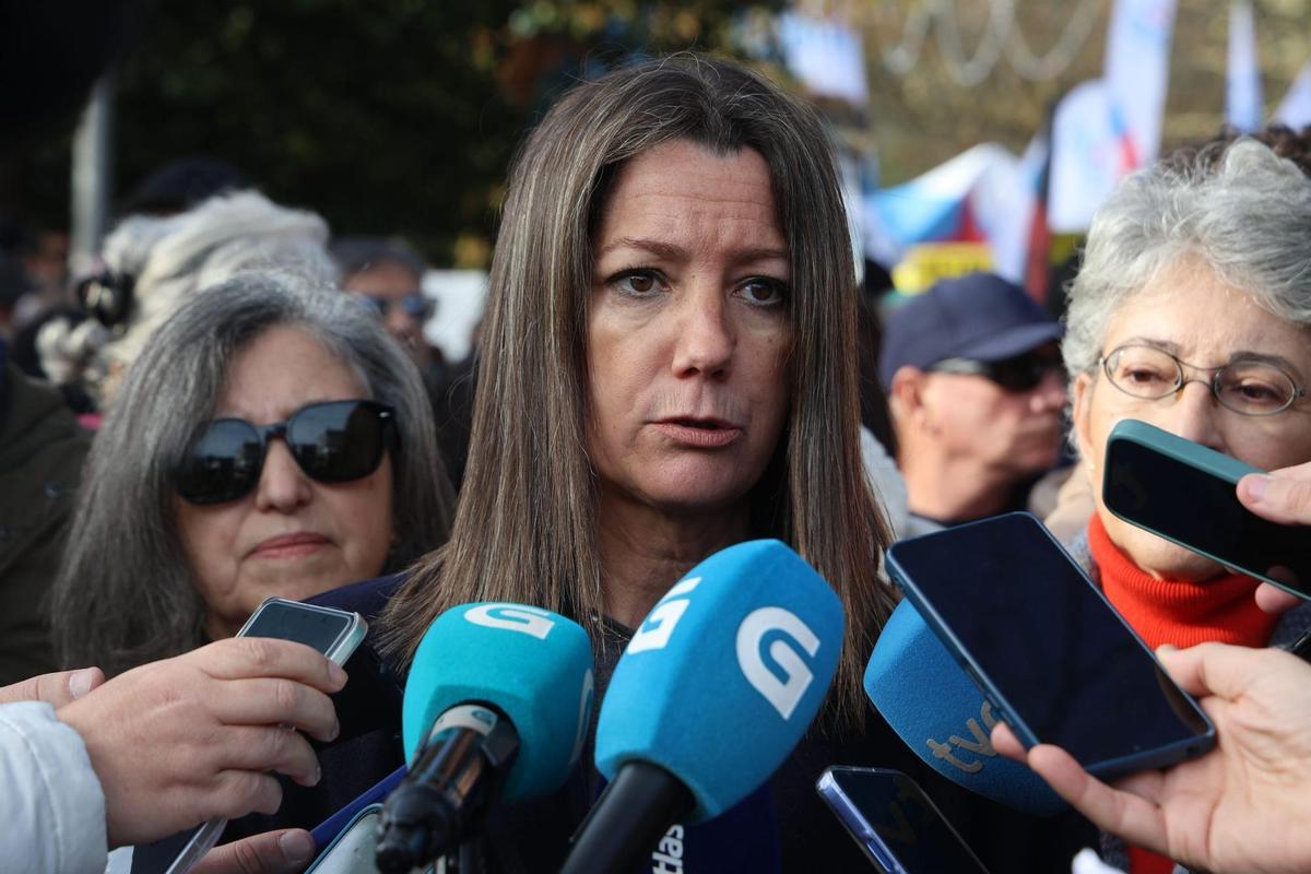 Lara Méndez, vicesecretaria general del PSdeG, en la manifestación contra Altri en Santiago.
