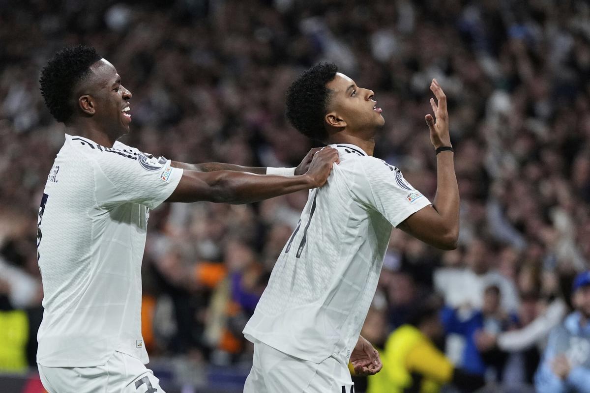Rodrygo celebra su gol contra el Atlético de Madrid