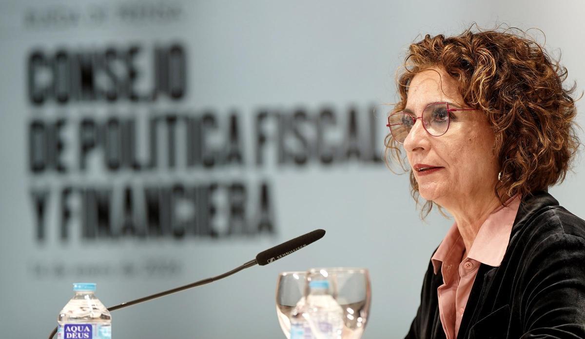 María Jesús Montero, durante la rueda de prensa posterior al Consejo de Política Fiscal y Financiera.