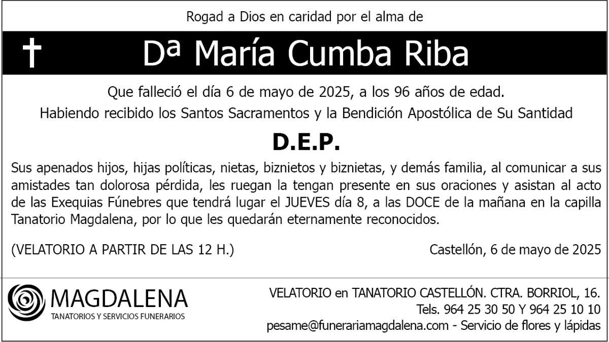 Dª María Cumba Riba
