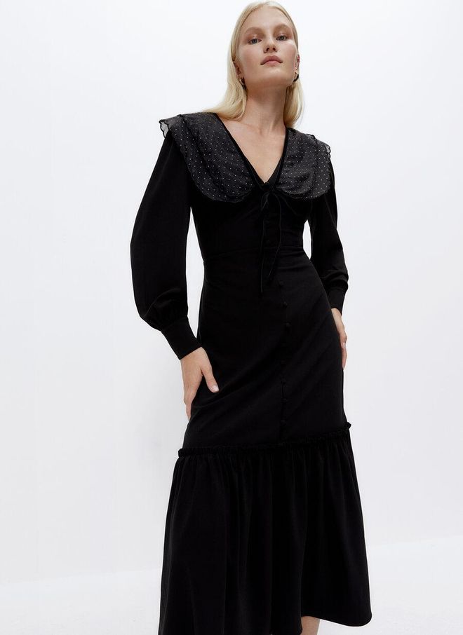 Vestido midi con cuello bobo