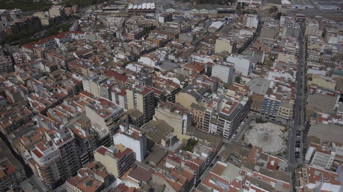 Vista aérea del casco urbano de Algemesí, en una imagen de archivo.