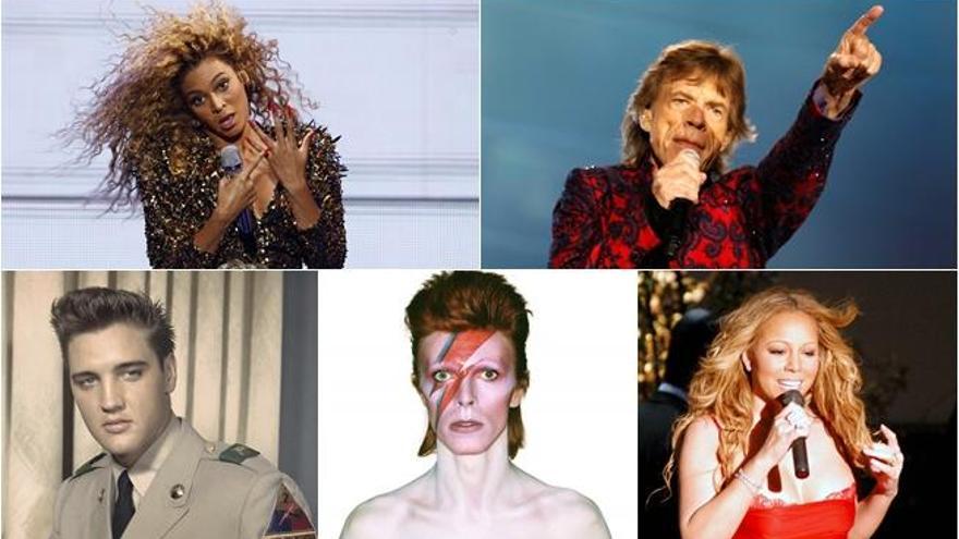 Beyoncé, Mick Jagger, Elvis Presley, David Bowie y Mariah Carey.