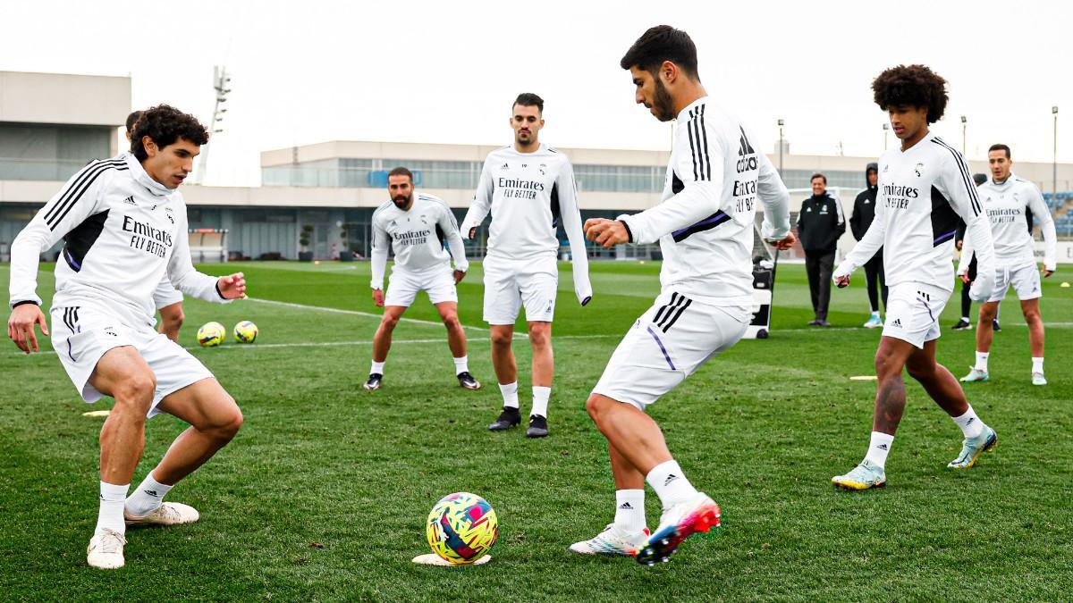 Asensio, en el entrenamiento del Real Madrid
