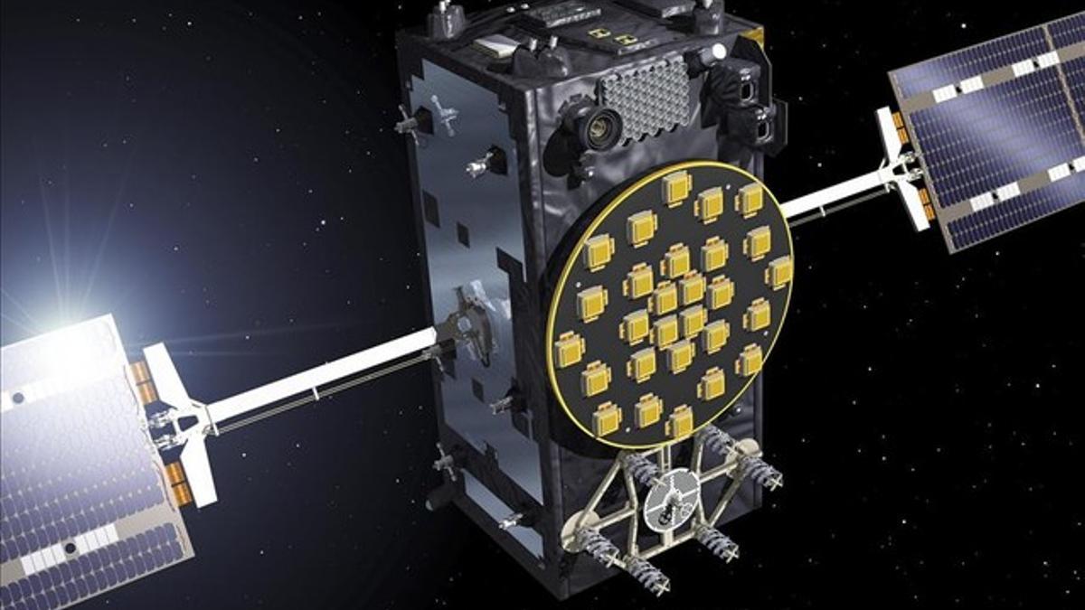 Simulación de los satélites europeos Galileo con los paneles ya desplegados