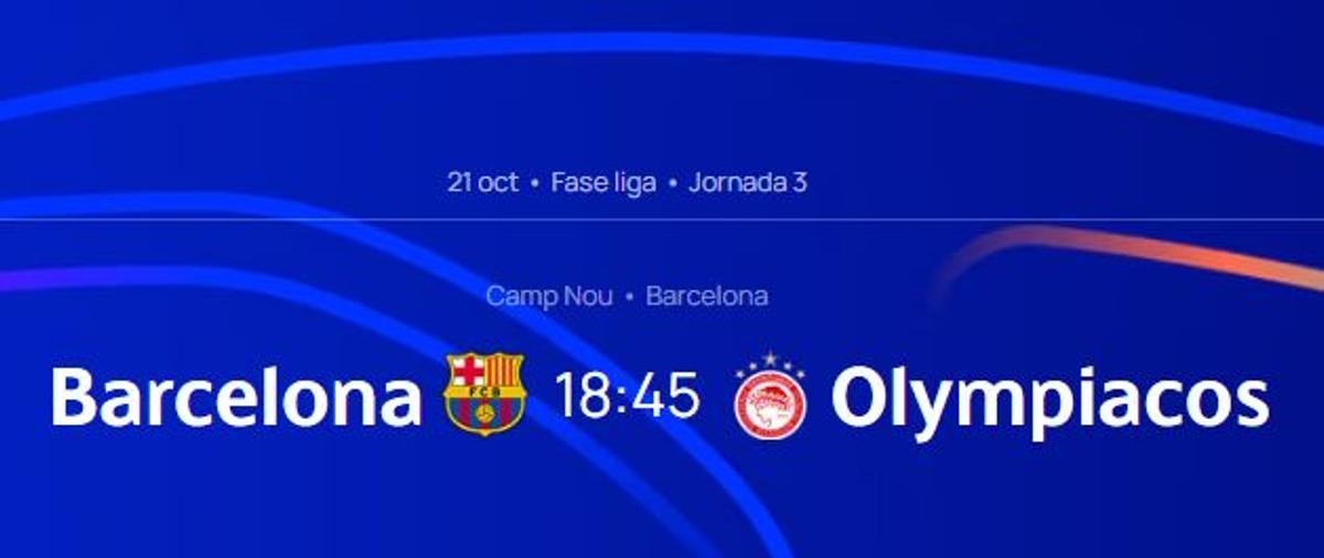El Barça - Olympiakos se disputará en el Spotify Camp Nou