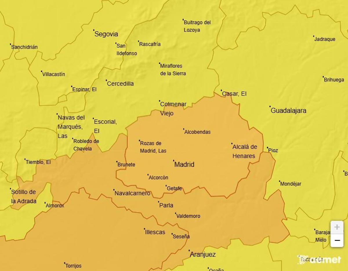 Mapa de avisos para este jueves