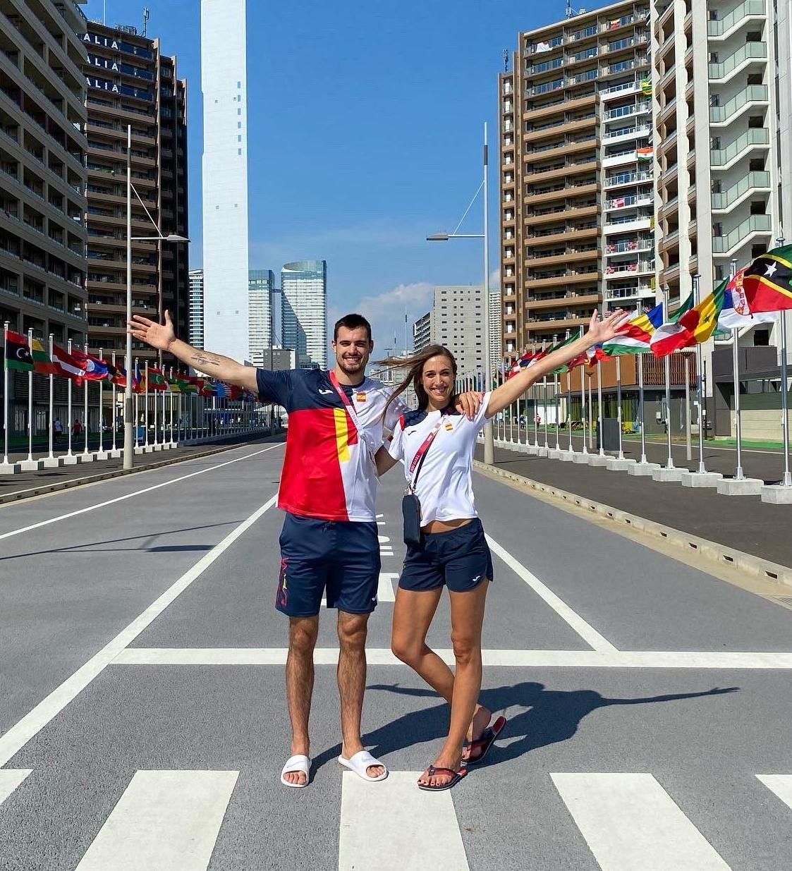 Alberto y Tamara Abalde, en la Villa Olímpica de Tokio