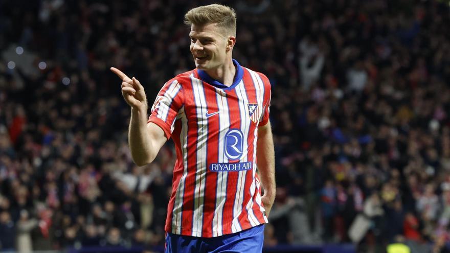 El delantero noruego del Atlético de Madrid, Alexander Sorloth, tras conseguir el segundo gol del equipo rojiblanco.