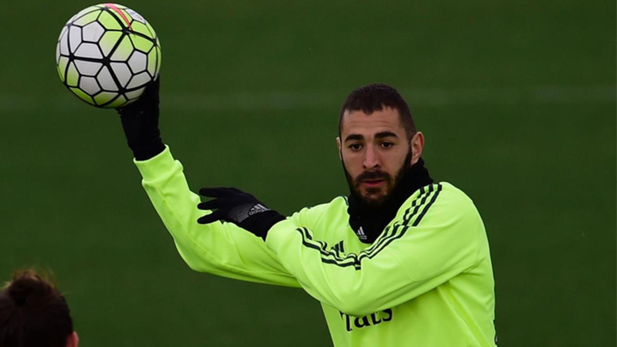 Benzema, en el entrenamiento