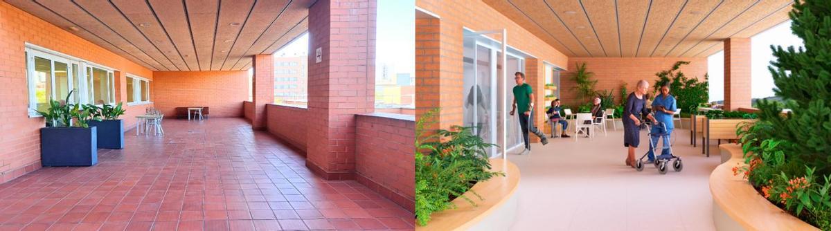 Abans i després de la terrassa de la planta 2