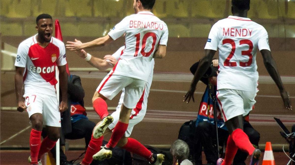 Leamar celebra el gol de la victoria del Mónaco