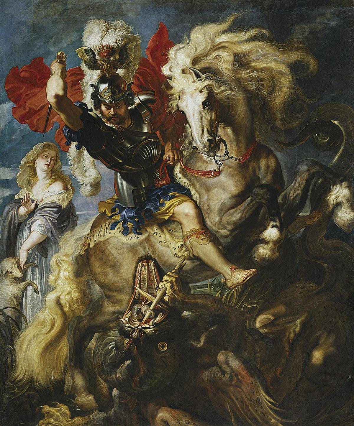 'Lucha de San Jorge y el dragón', cuadro de Rubens en el Museo del Prado.